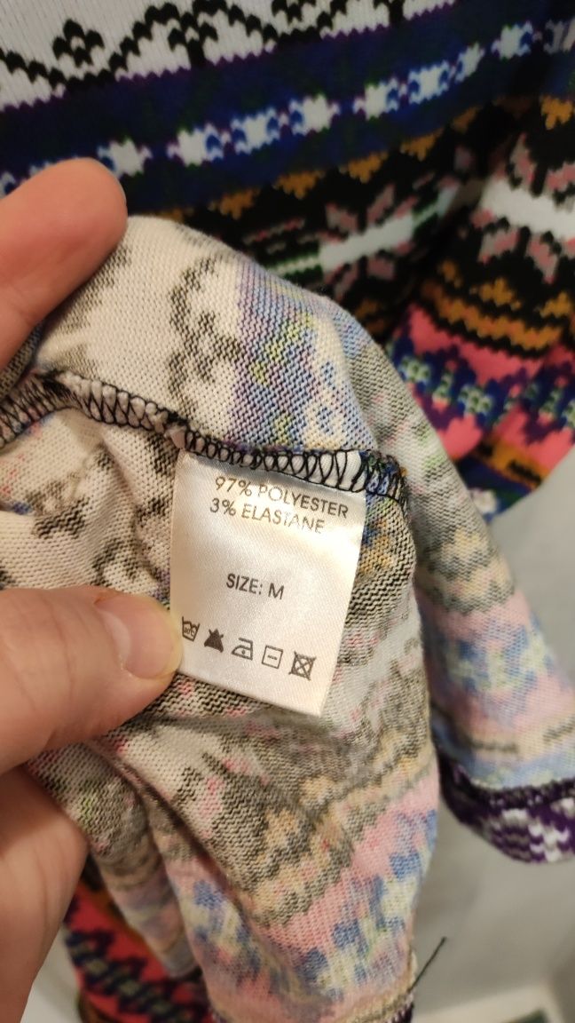 Sukienka Boho dzianina M 38 dekolt woda amerykański modna retro wiosna