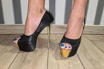 77/ OD RĘKI 44 buty szpilki czarne 15 cm czółenka Trans Cross 35-46EU
