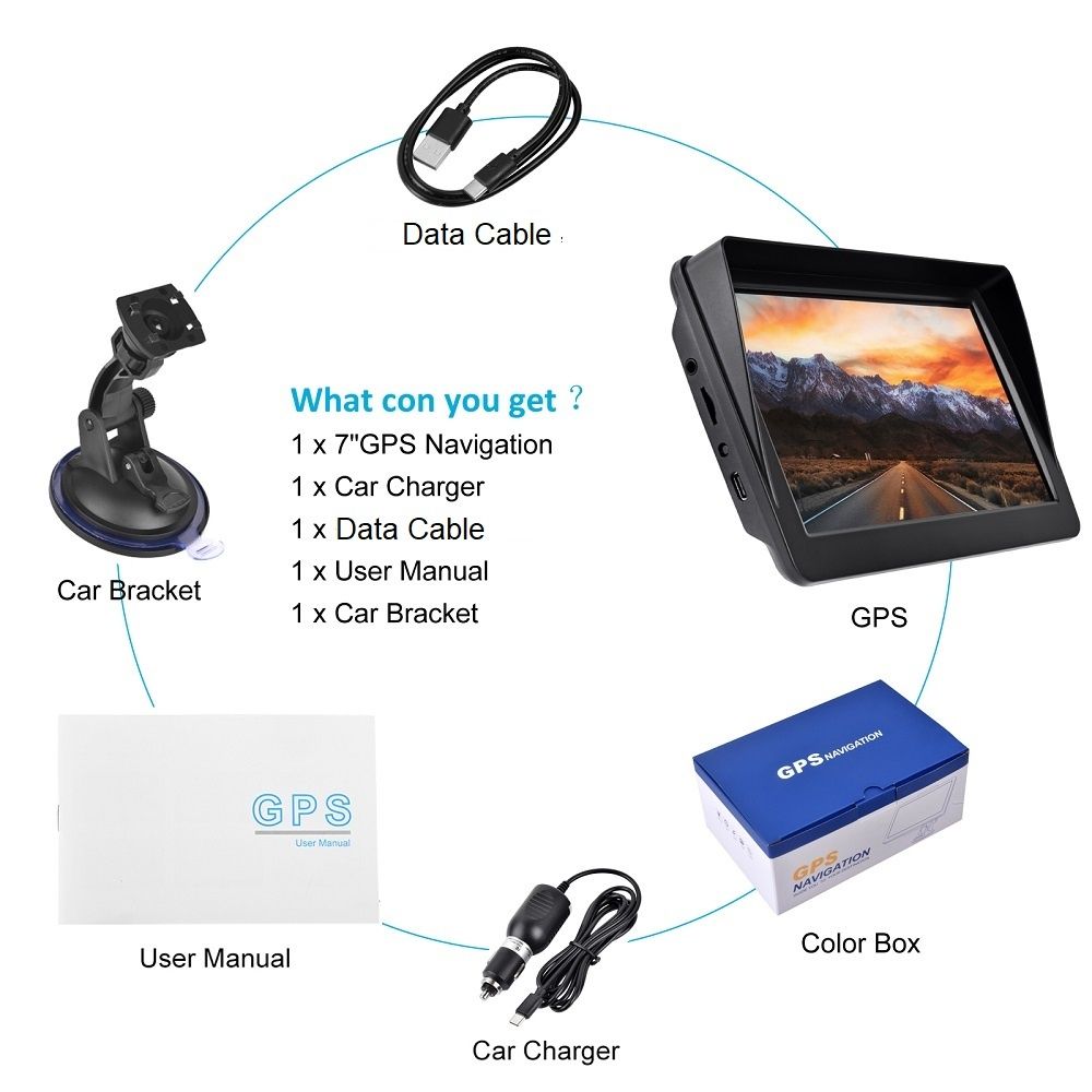 GPS 7" Mapa iGO Europa Truck pesados, caravanas, ADR - 16GB e 512RAM