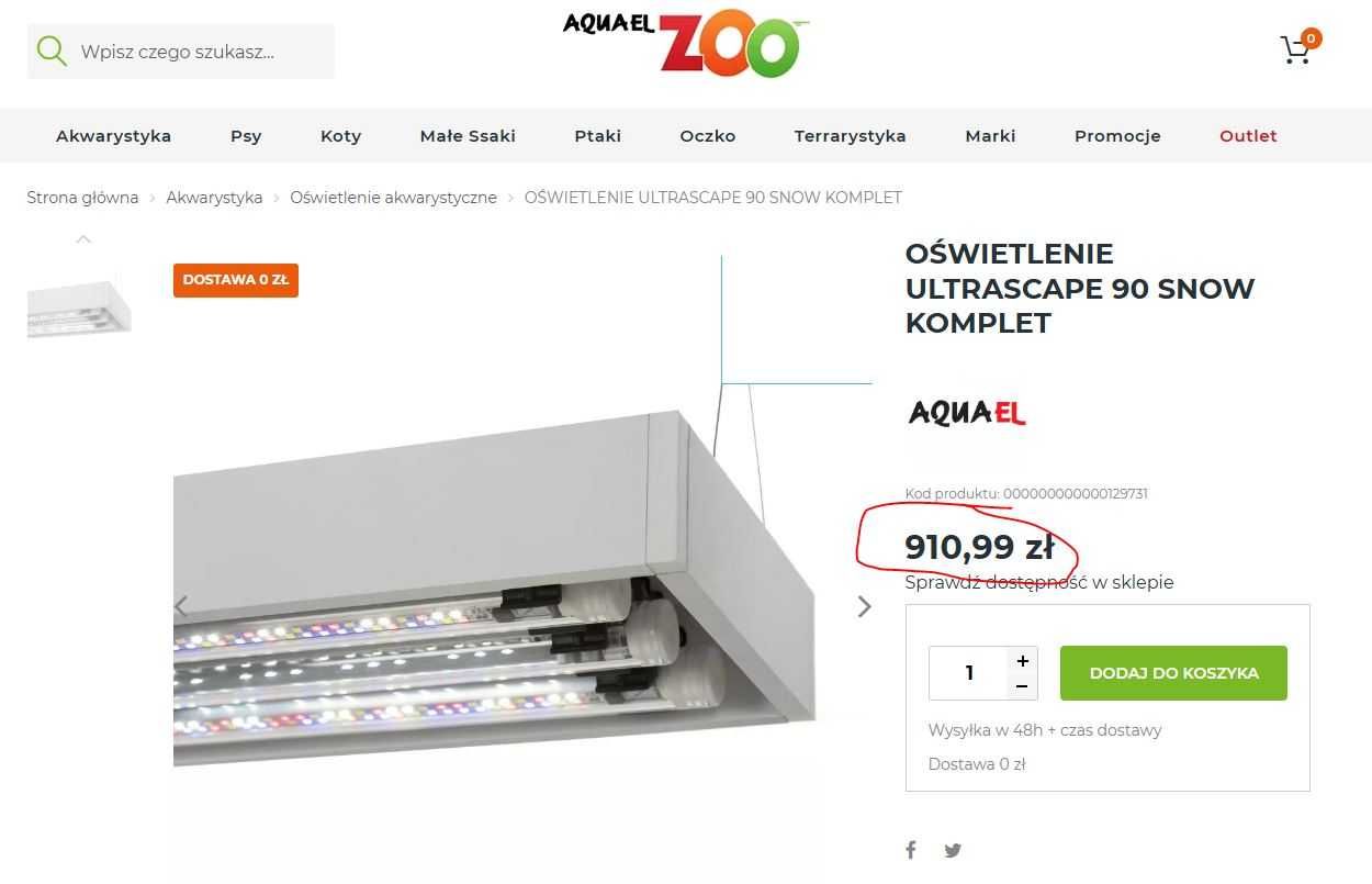 AQUAEL OŚWIETLENIE ULTRASCAPE 90 - komplet, akwarium, nowe