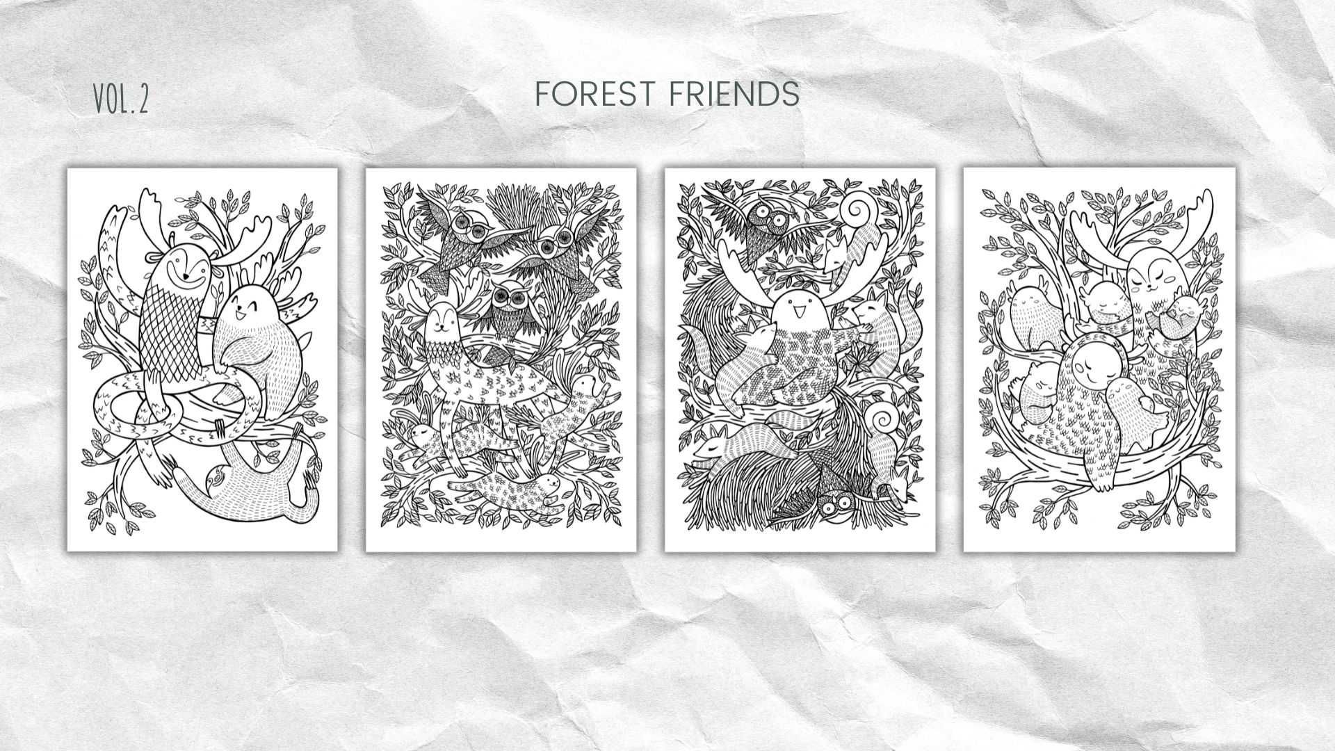 Mega pakiet 60 kolorowanek! "Forest Friends" tom 2,HIT cena!
