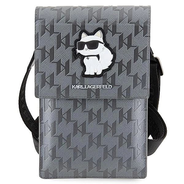 Torebka Karl Lagerfeld Saffiano Monogram Choupette - srebrna