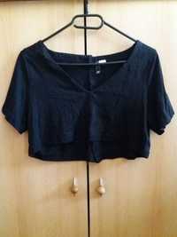 Czarny crop top krótki rękaw H&M 36 S