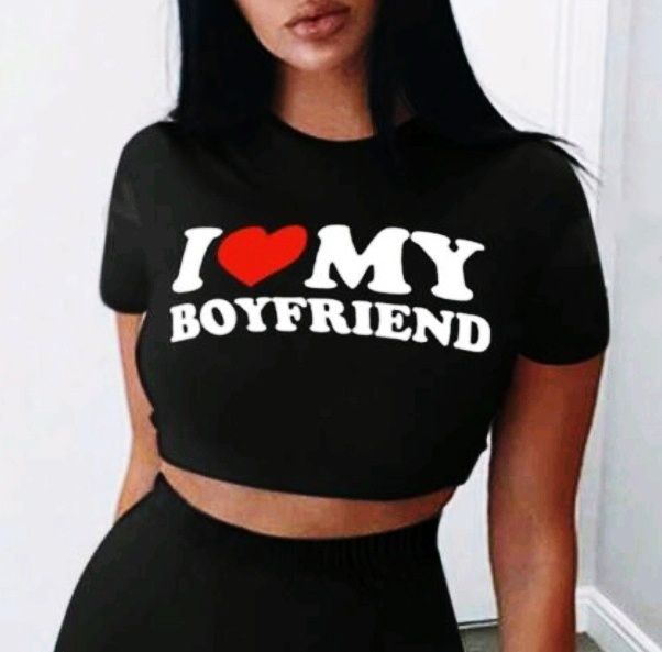 T-shirt cropped NOVO i love my boyfriend