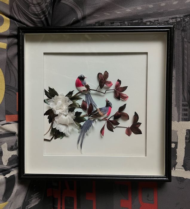 Картина из натуральных перьев винтаж