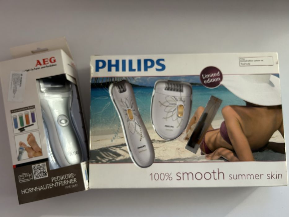 Епілятор PHILIPS та електропемза для видалення мозолів на пальцях ніг