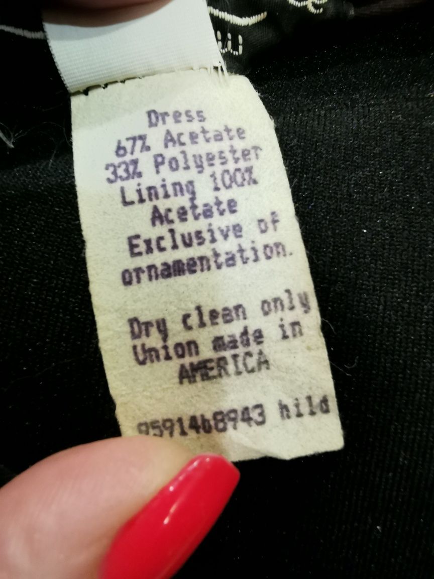Sukienka czarna L elegancka 40 ozdobna kokarda 12 pogrzeb Karen Lavren