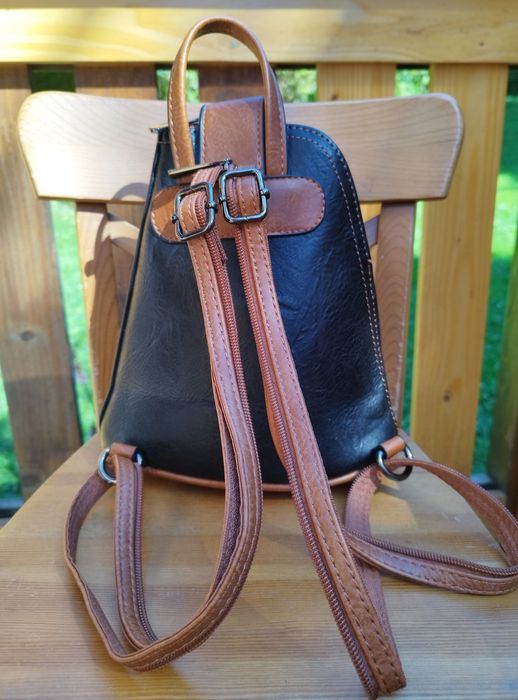 Plecak skóra ekologiczna, czarny, mały