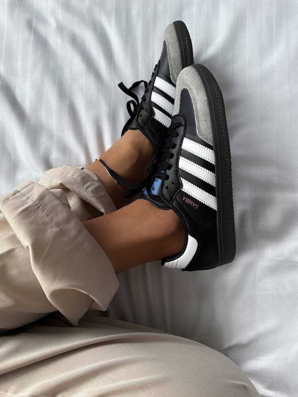 Чоловічі кросівки Adidas Samba чорний з сірим 1466 ТОП