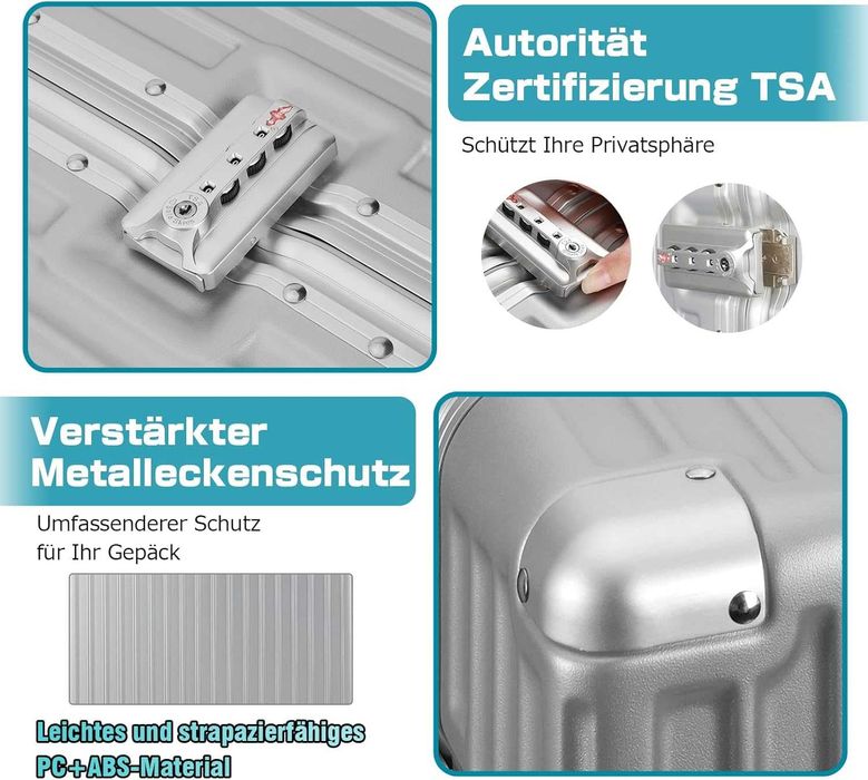Aluminiowa rama ABS walizka kabinowa 20'' porządna srebrna
