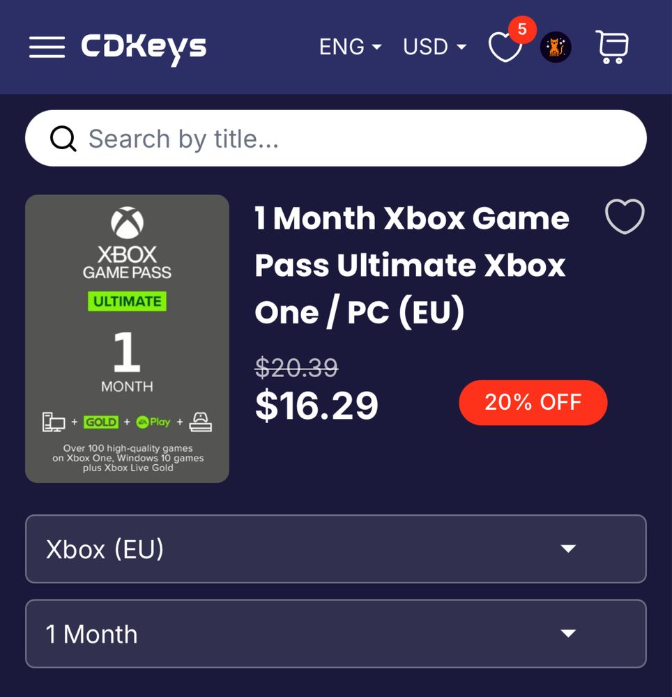 Xbox Game Pass Ultimate 1 месяц
