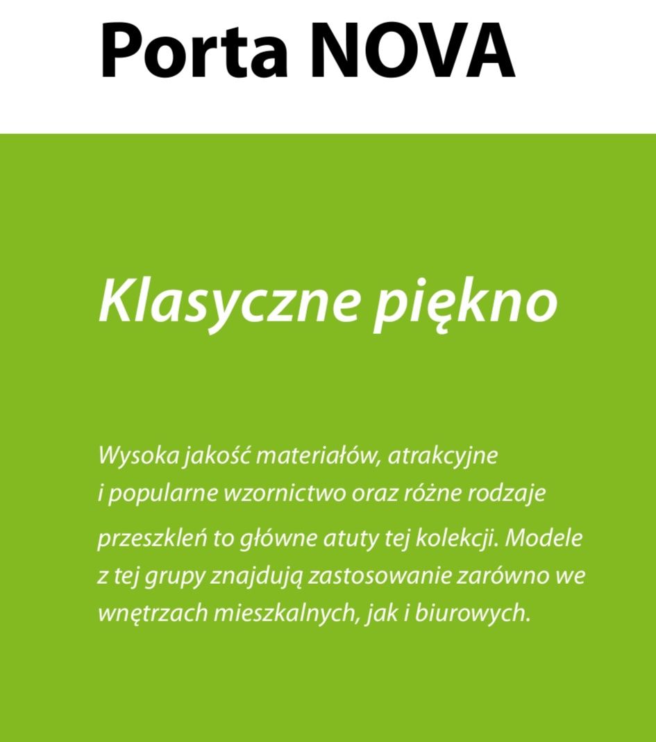 Drzwi Wewnętrzne PORTA NOVA -  5 szt. - 2 modele