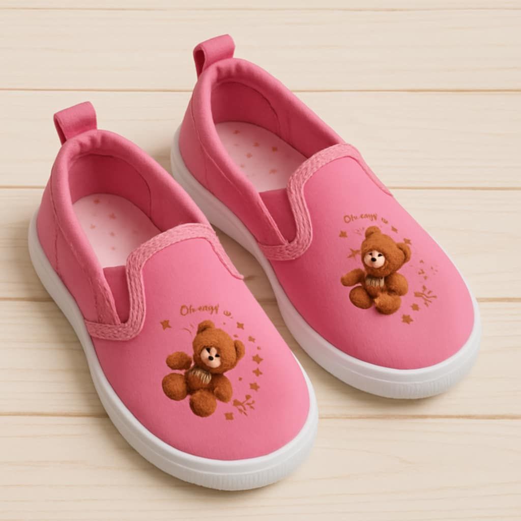 Kapcie dziecięce buty wsuwane do przedszkola miś różowe r.28
