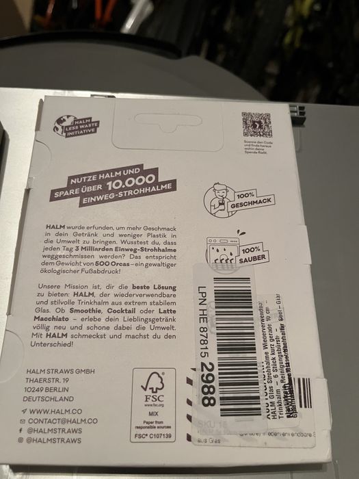 HALM szklane słomki wielokrotnego użytku