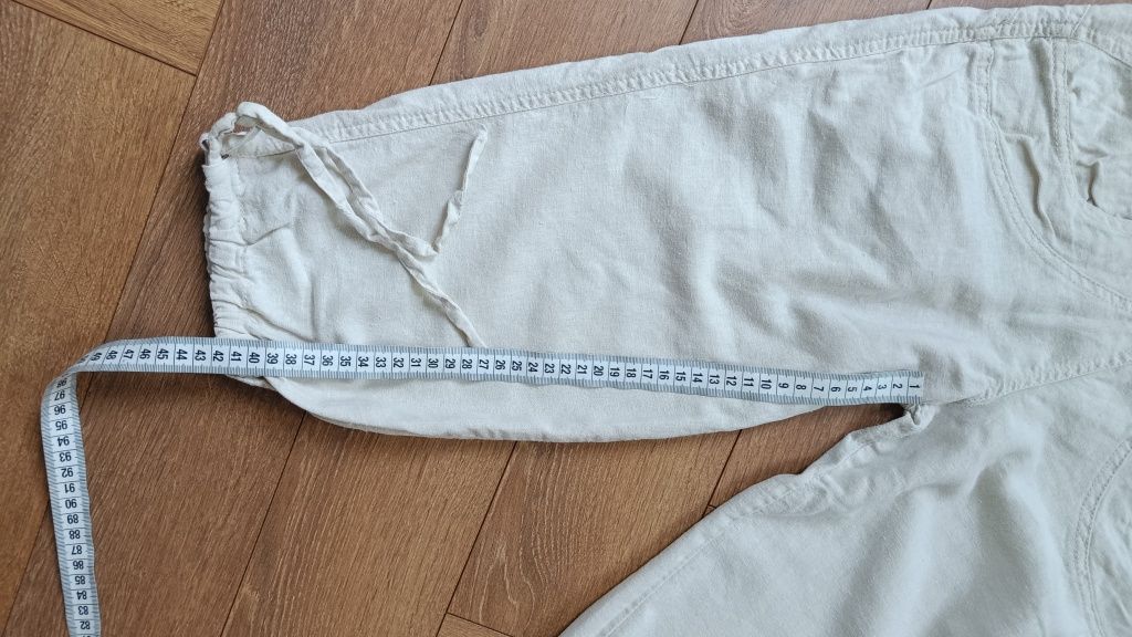 Spodnie ciążowe BRANCO rozm.S ; rybaczki (3/4), len+wiskoza