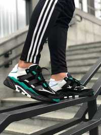 Кроссовки Мужские /Кросівки Adidas Niteball Black Green/Premium Lux