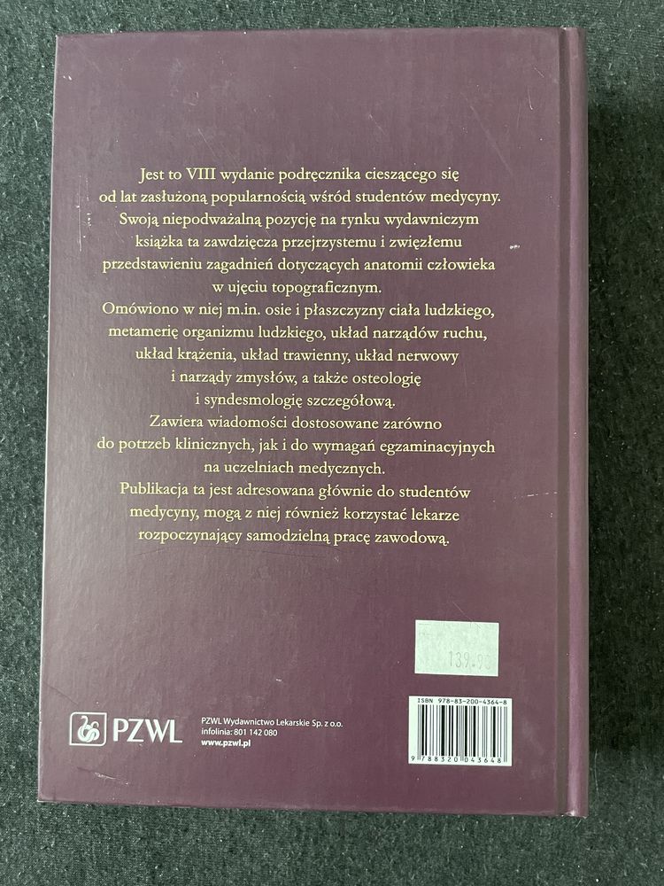 Anatomia Czlowieka Janina Sokołowska-Pituchowa Wydanie VIII