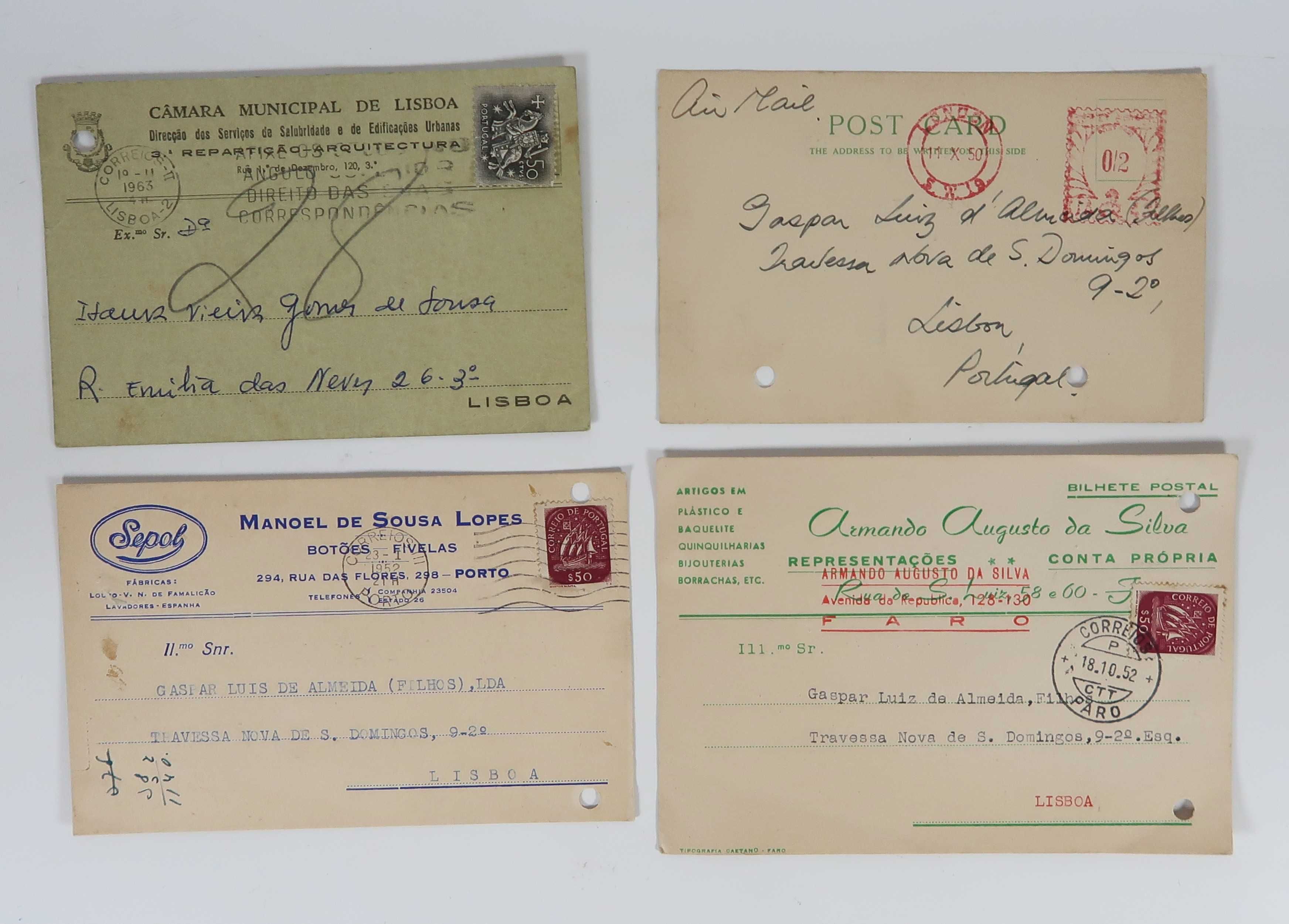 Conjunto de 16 bilhetes postais comerciais antigos
