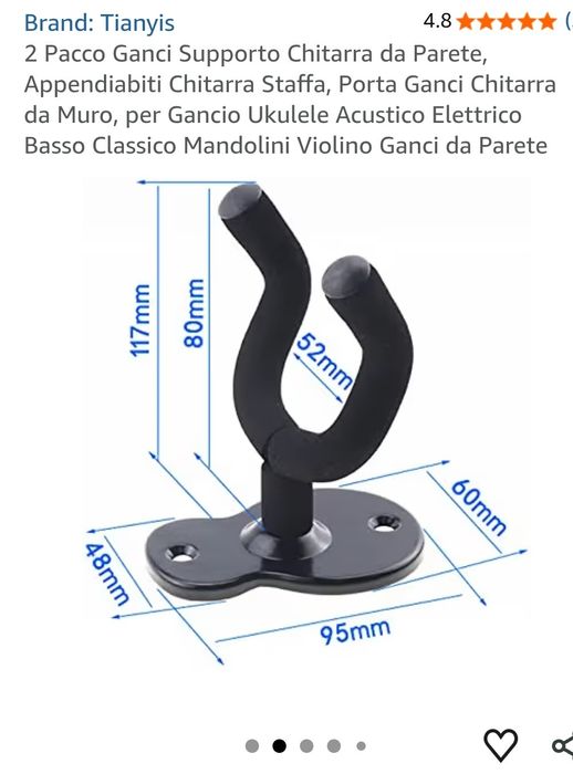 Suporte/gancho de pararede para guitarra / instrumentos musicais