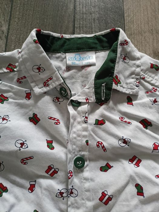 Świąteczna koszula 92 / 98 dla chłopca biała koszula elegancka święta