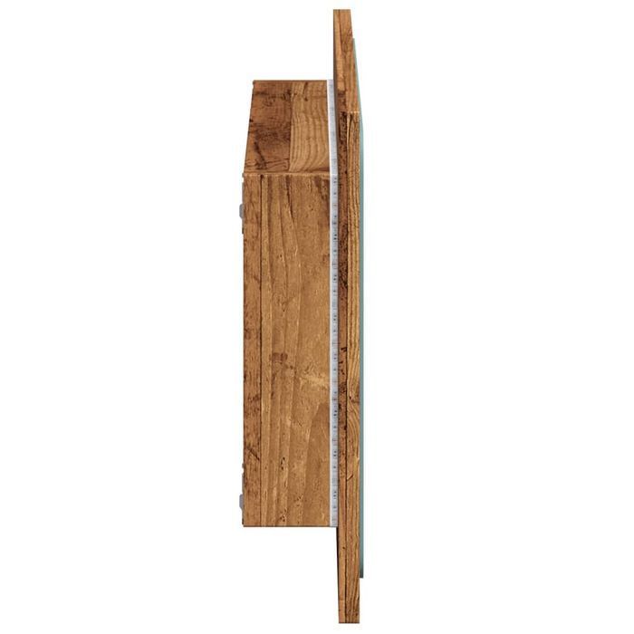 vidaXL Lustro łazienkowe z LED, stare drewno, 60x8,5x38 cm
