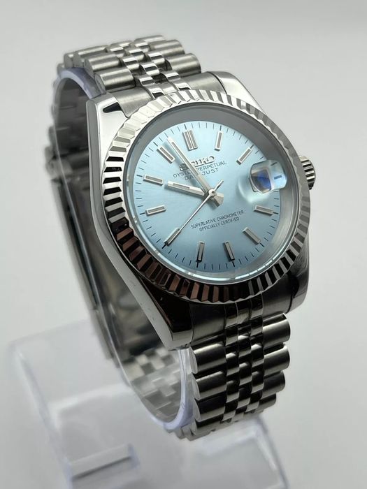 SEIKO MOD DATEJUST Niebieski Baby Blue Jubilee Custom NOWY
