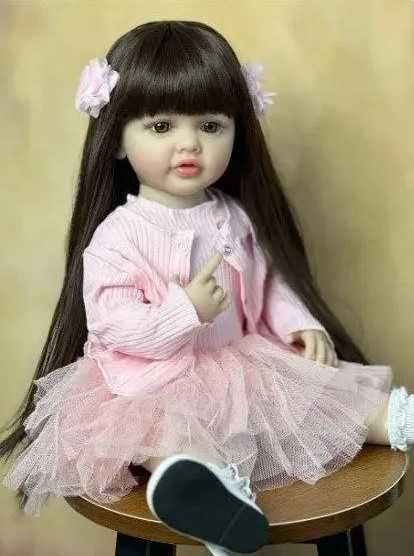 Большая виниловая кукла ручной работы в платье Reborn Baby Doll 55см
