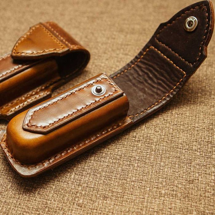 Кожаный чехол для раскладного большого ножа