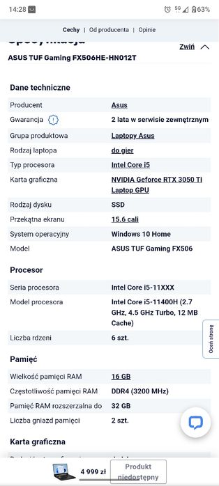 Sprzedam notebook Asus tuf f 15