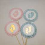 Topper różowy niebieski ozdoba pikery Ślub Roczek Baby shower Chrzest