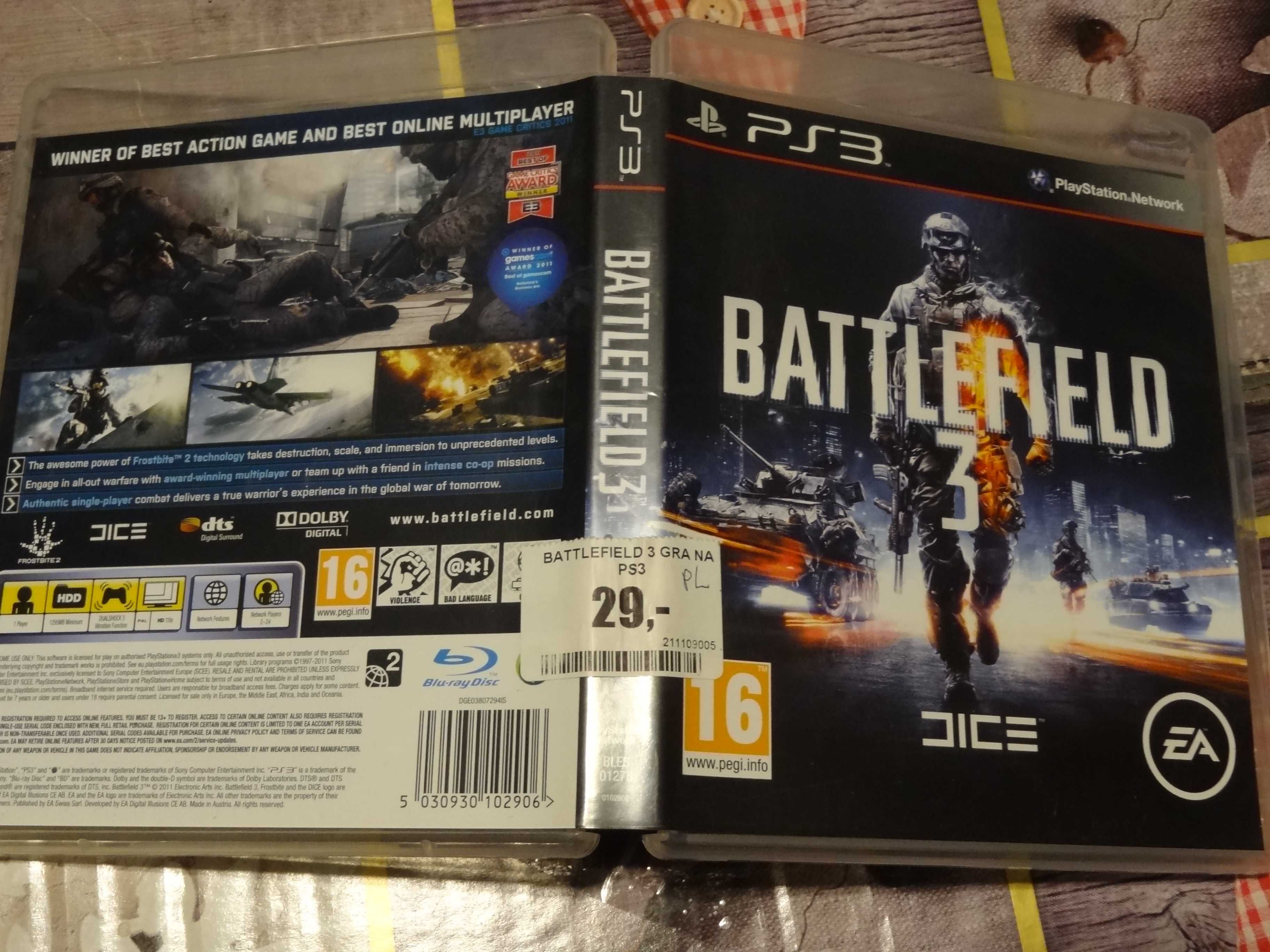 + Battlefield 3 + gra na PS3 PL polska wersja językowa