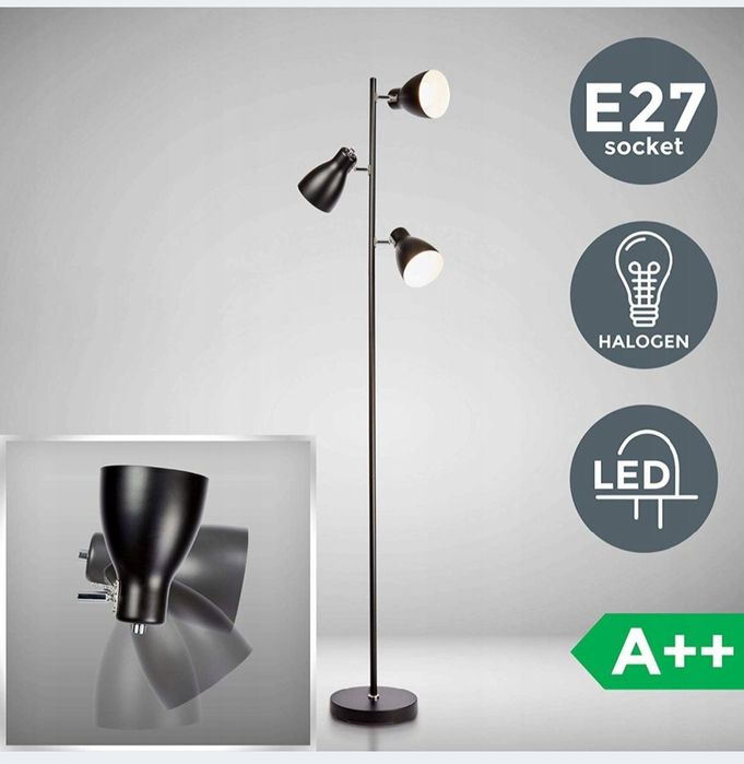 Lampa podłogowa stojąca retro 3xe27 ruchome reflektory żarówki gratis