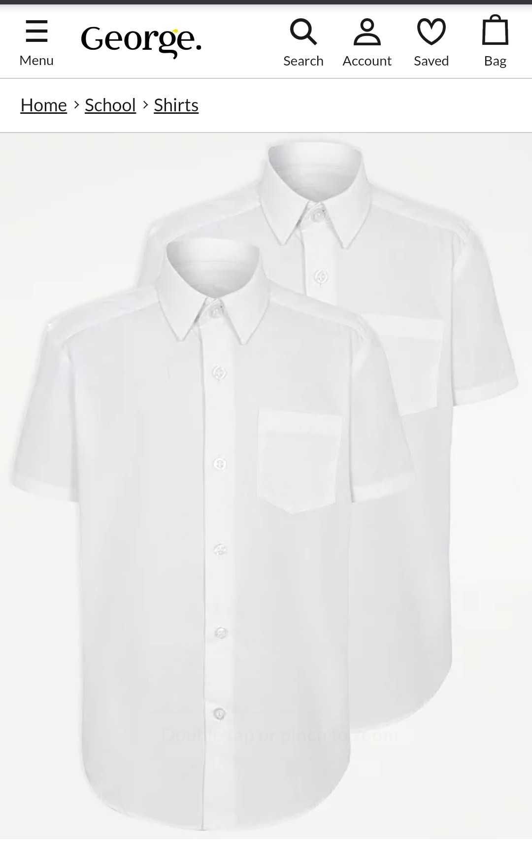 Рубашка George 10-11 лет 140-146см с коротким рукавом 2шт. белая