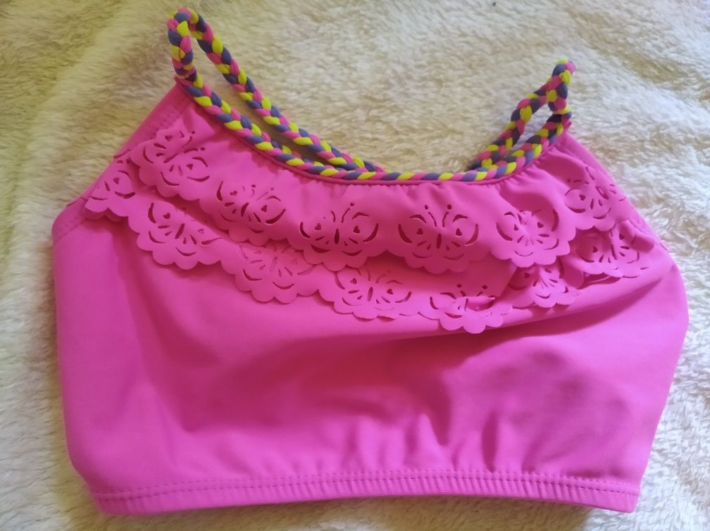 Strój kąpielowy Bikini góra top na 122,128 cm, 7,8 lat różowy ,