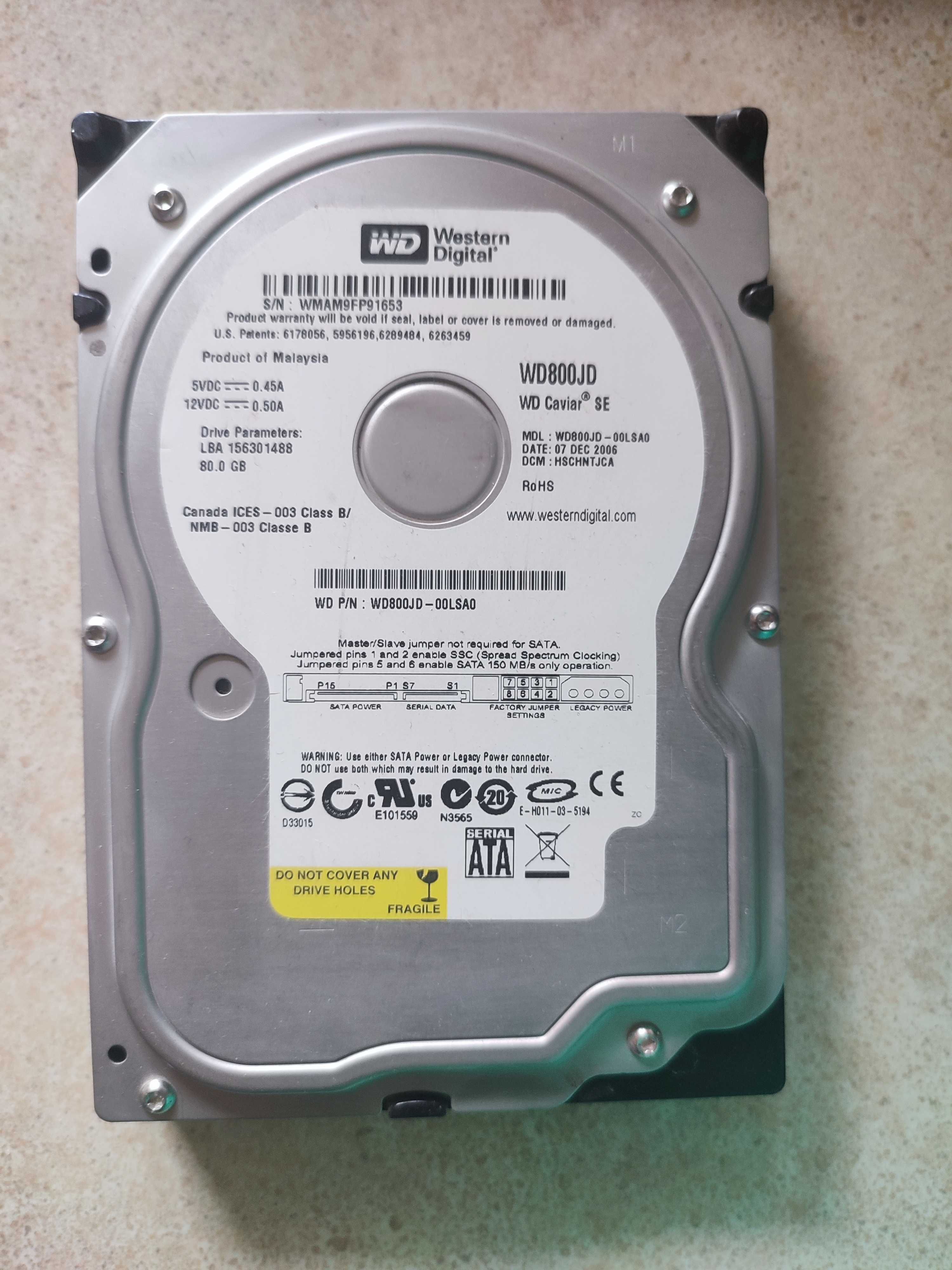 Жорсткий диск Вінчестер HDD Western Digital 80 Gb sata