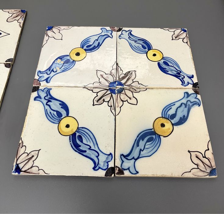 Azulejos Quadra Pintados à Mão Pó de Pedra