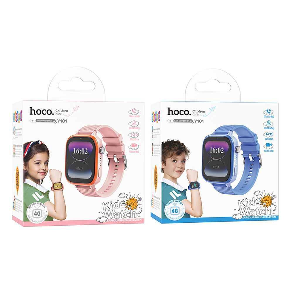 Smartwatch dla dzieci Hoco 1,83" 4G GPS z funkcją rozmowy Y101 różowy