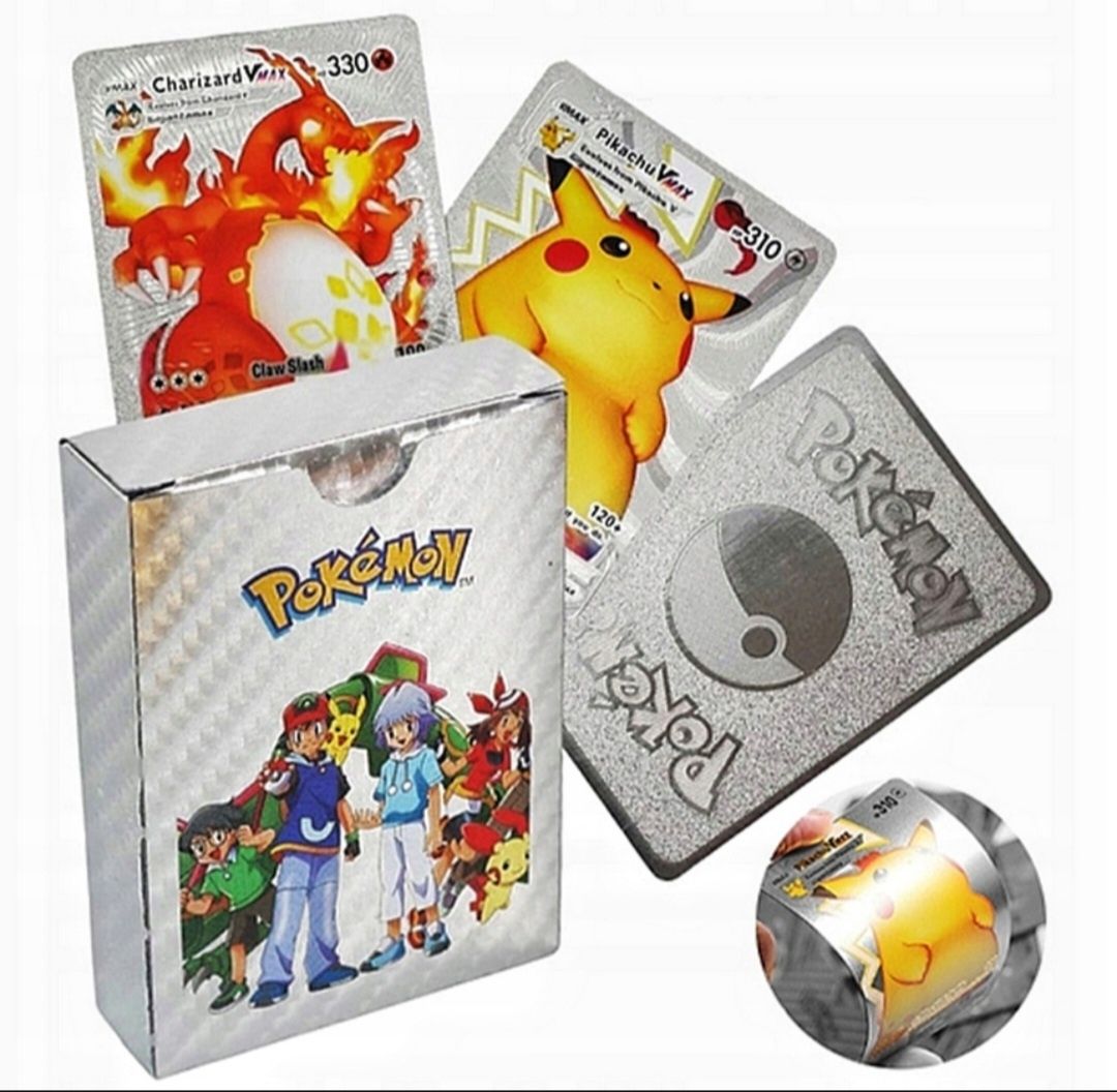 Zestaw 55 plastikowych kart starannie wykonanych Pokemon. Nowe.