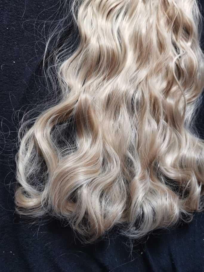 Doczepiane włosy clip in 65 cm pasma blond