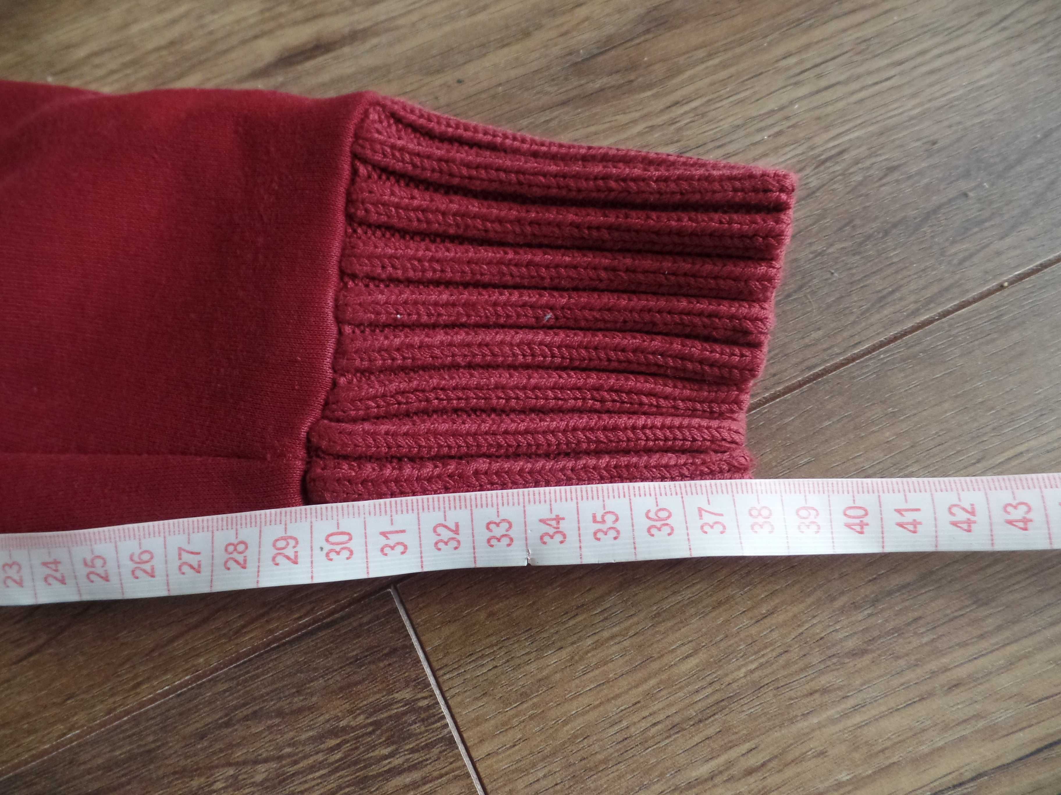 Ciepła bordowa bluza rozpinana dzianinowa z golfem zimowa R.134