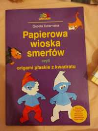 Origami płaskie z kwadratu Papierowa wioska smerfów Dorota Dziamska