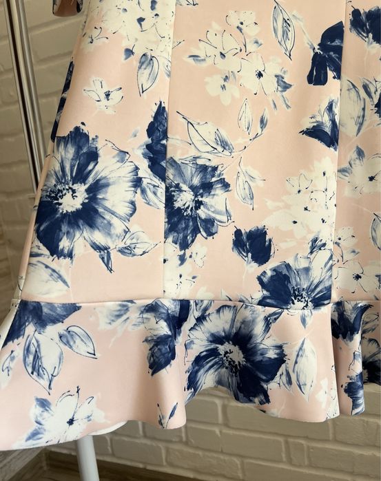 Коротка рожева міні сукня ZARA квітковий принт