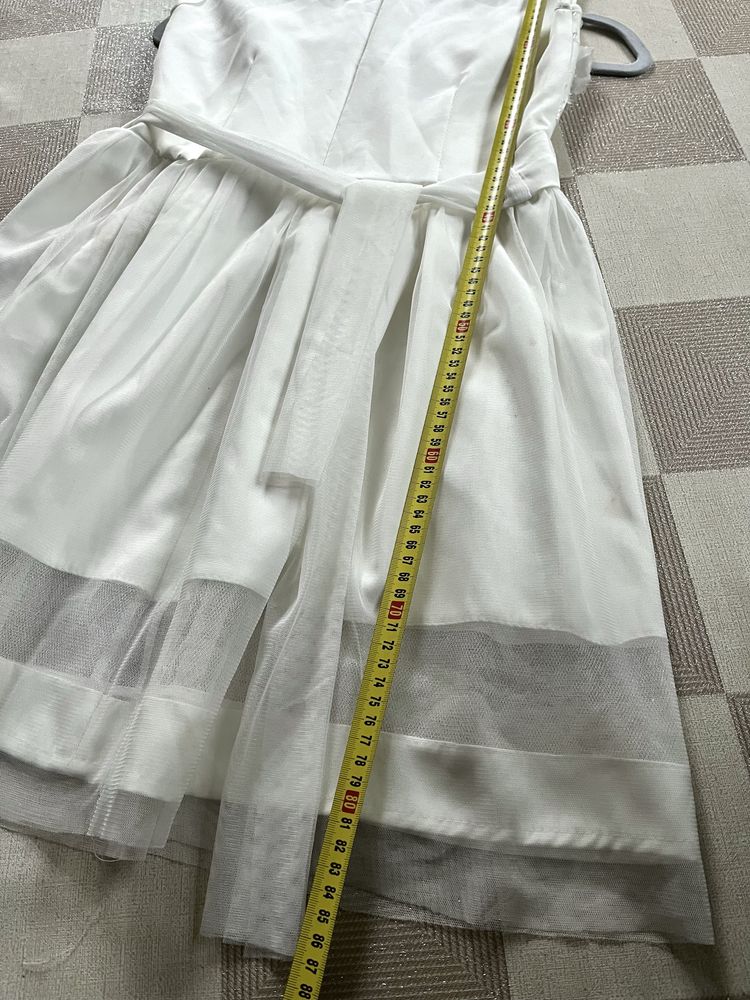 Sukienka biała 3D kwiaty cyrkonie komunia na przebranie9/10