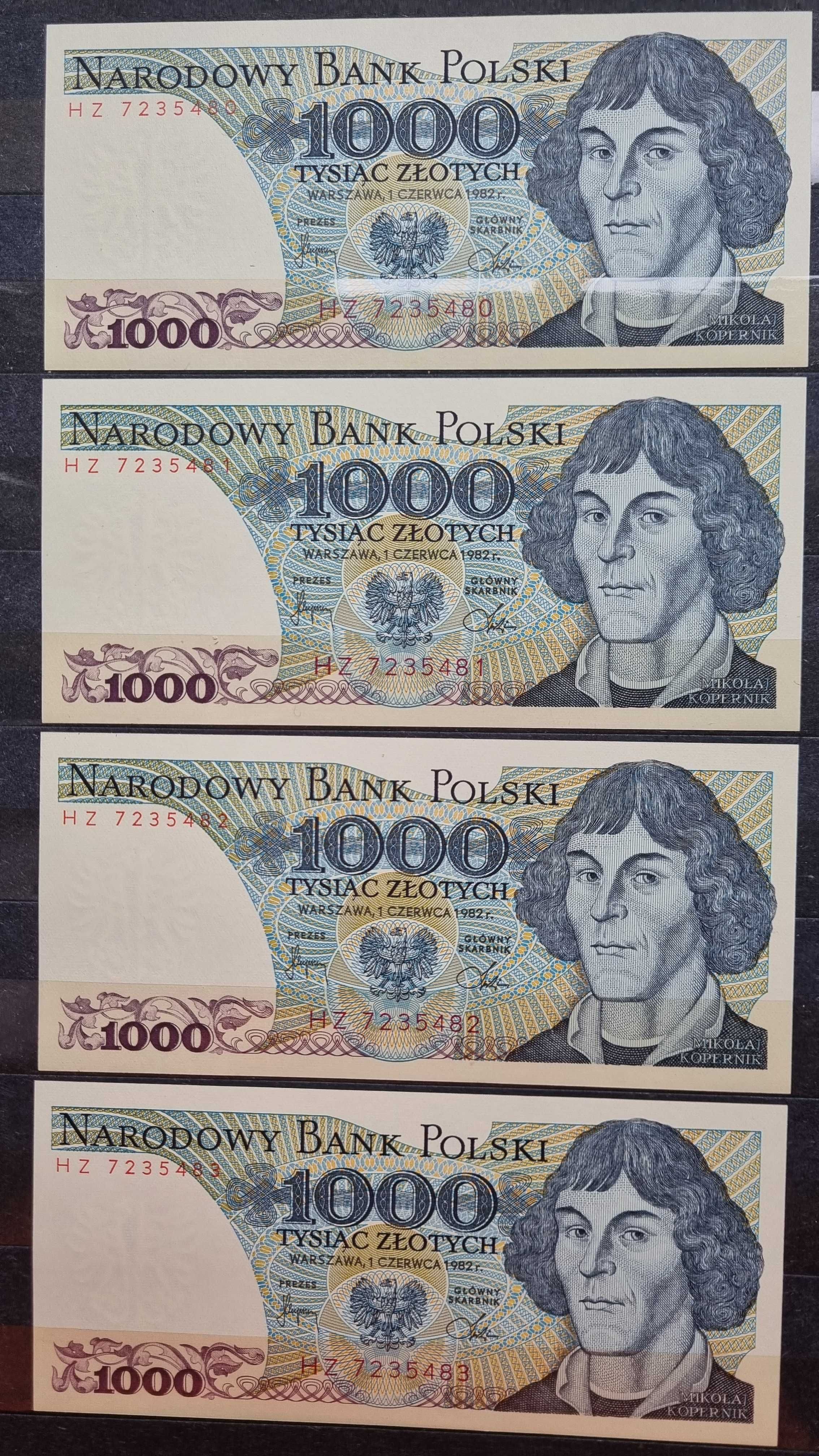 Banknot 1000 zł Mikołaj Kopernik 1982 rok, stan bankowy ,za 4 sztuki