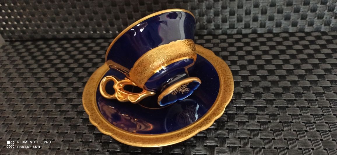 Porcelana ILMENAU Kobalt DUO Mokka Złocona BRABANT Filiżanka Piękna