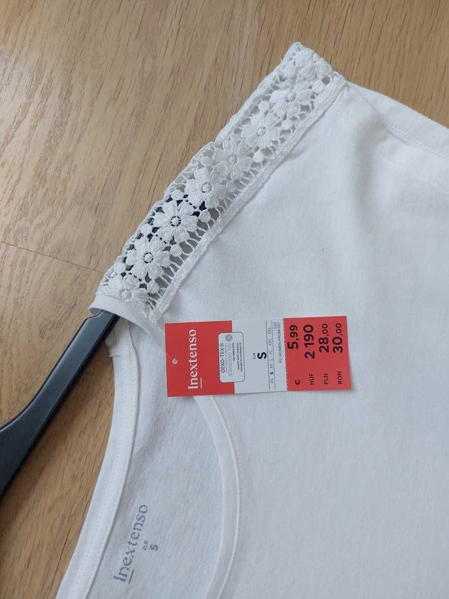 Bluzka biała T-shirt S 36 Inextenso bawełna Nowa z metką
