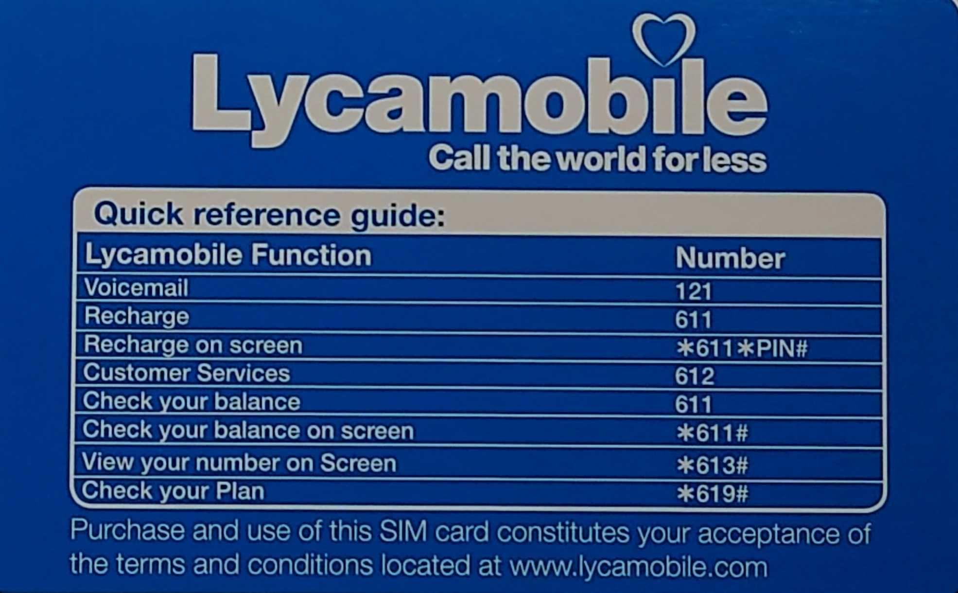 Karta sim Lycamobile USA doładowana planem 33 $  + 15 GB 5G/4G/LTE