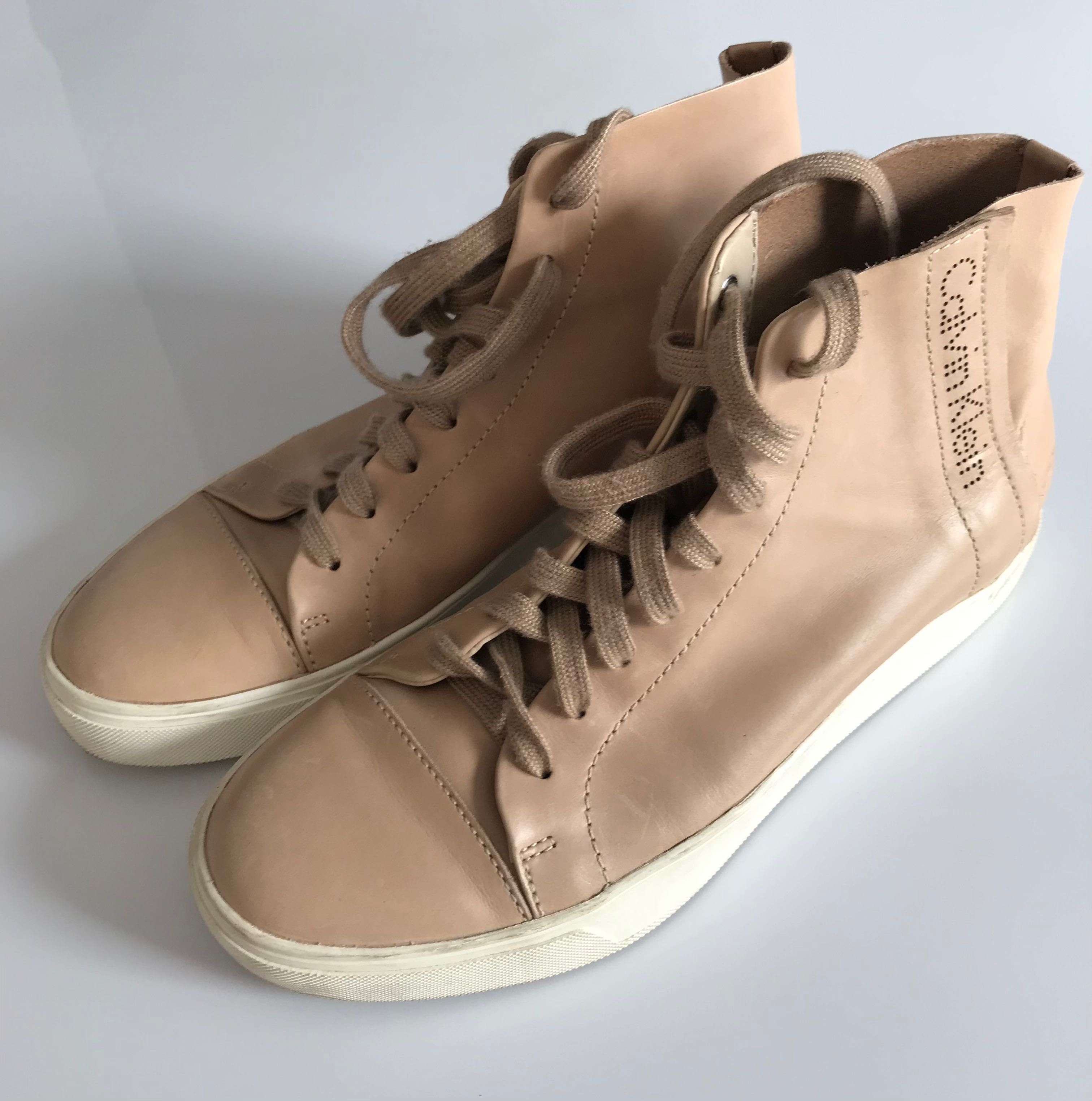 Calvin Klein buty sneakersy trampki za kostkę, skóra, nude rozmiar 40