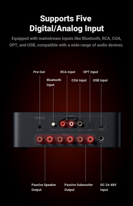 Fosi Audio MC351 2.1 Канальный Интегрированный Усилитель/ЦАП/Bluetooth