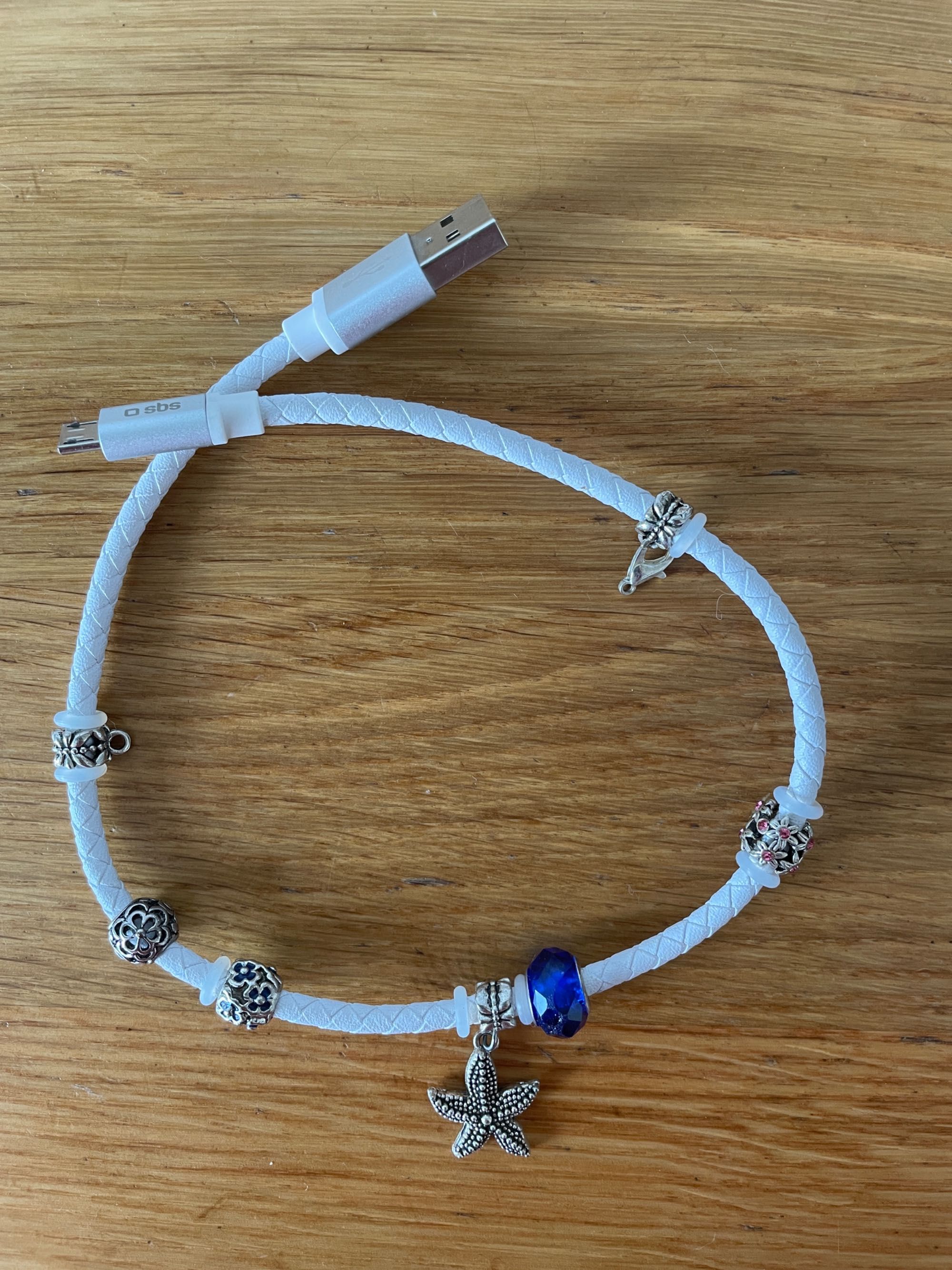 Kabel USB biały ozdobny